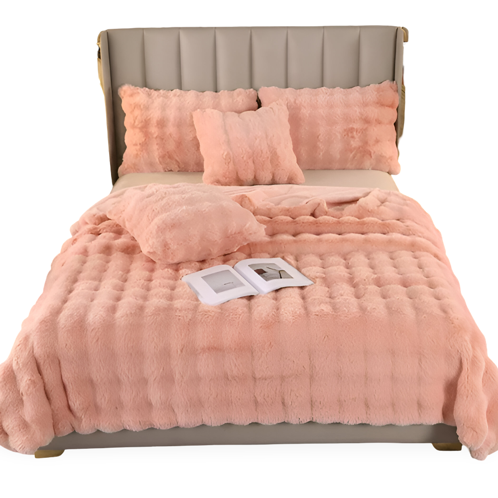 PlushPerfection - Fleecedecke kariert aus Kunstfell,