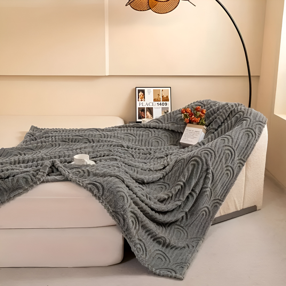 Kuscheldecke - Mikrofaser plüsch mit Bogenmuster