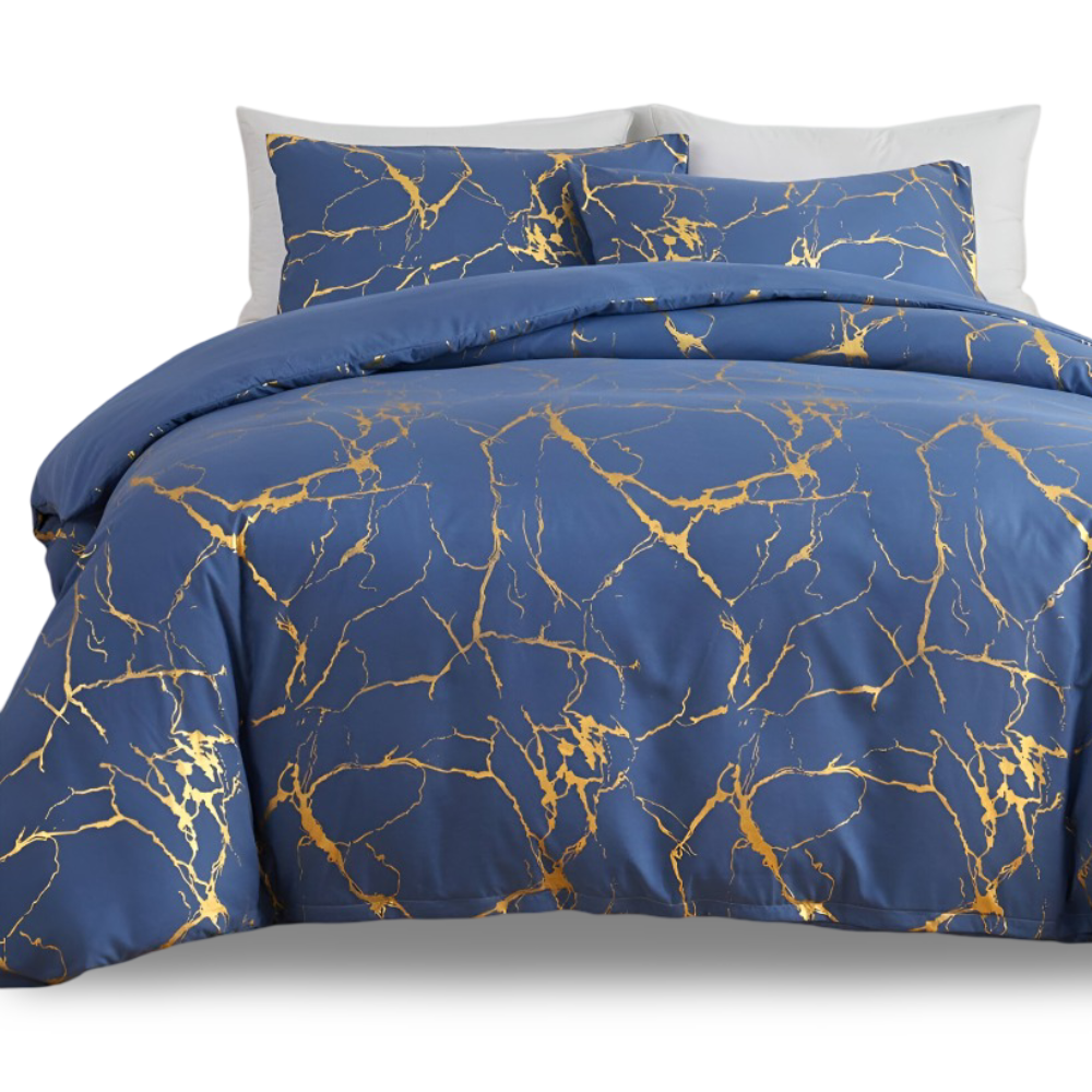 Marmor - Bettdecken-Set Marmor Muster seidig weich &