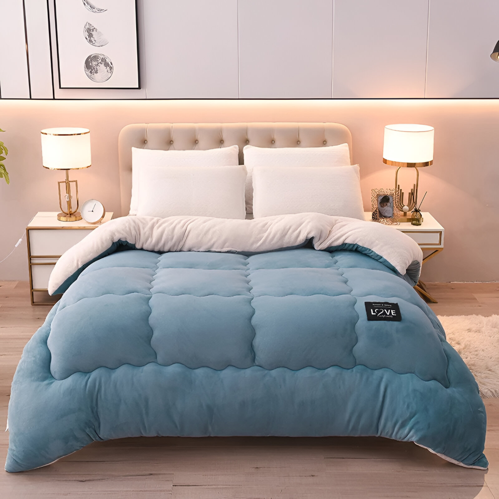 Waschbarer Bettbezug aus Lammwollimitat Winterbettwäsche – Weicher, bequemer Bettbezug