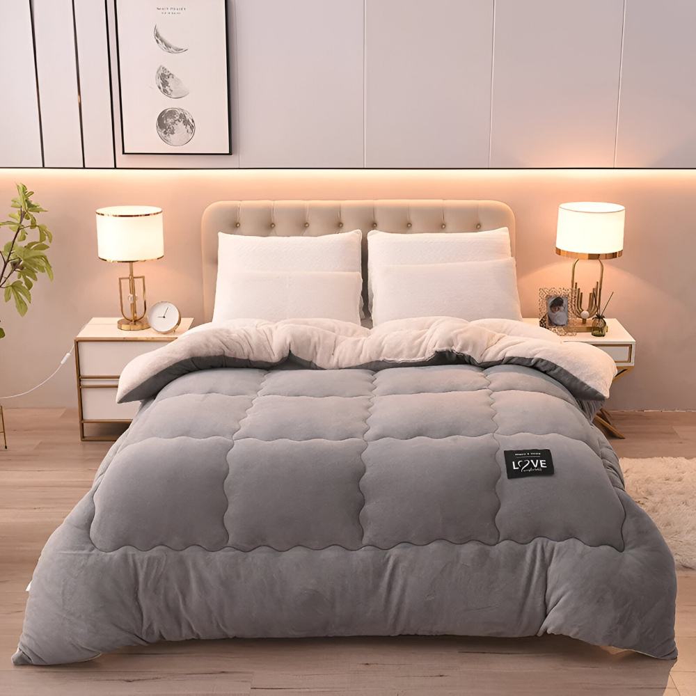 Waschbarer Bettbezug aus Lammwollimitat Winterbettwäsche – Weicher, bequemer Bettbezug