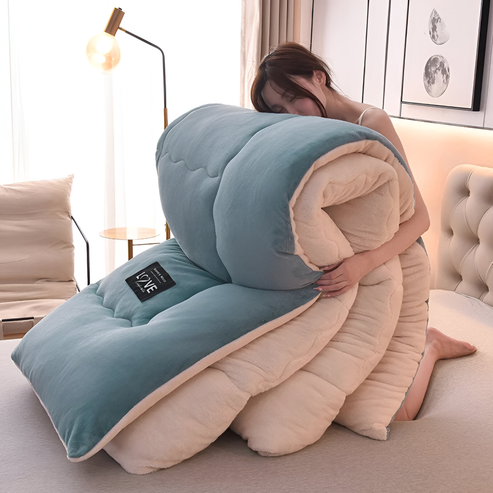 Waschbarer Bettbezug aus Lammwollimitat Winterbettwäsche – Weicher, bequemer Bettbezug