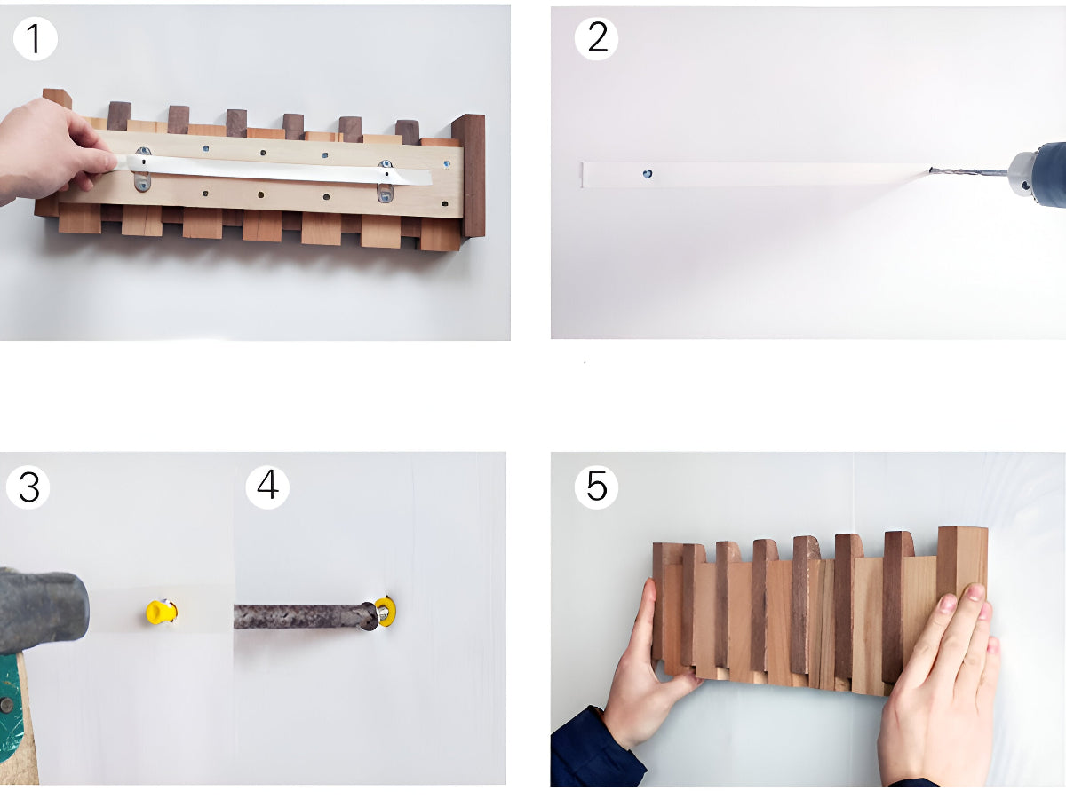 RetroHooks - Klaviertasten-Wandregal aus Holz mit