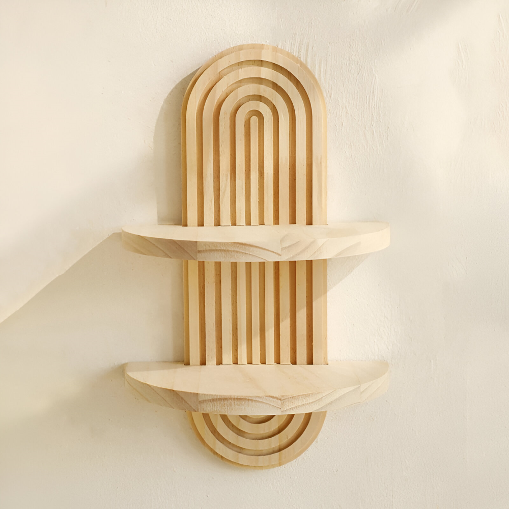 Geometrisches - Wandregal aus Holz 35 cm