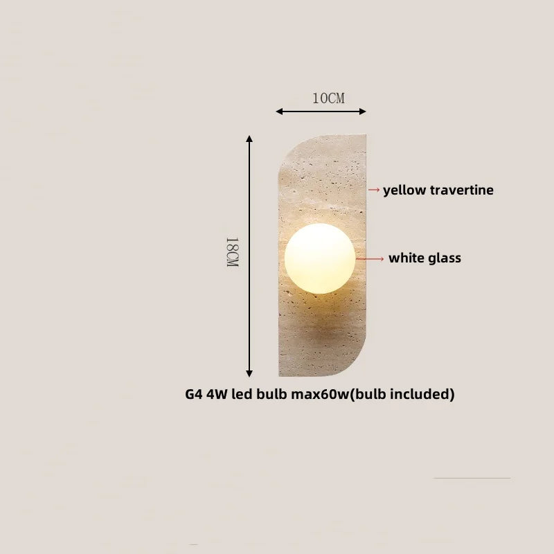 Skandinavische - Wandleuchte aus Naturstein und mattweißem