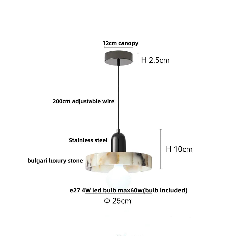 Bulgari - Pendelleuchte aus Naturstein mit E27-Fassung