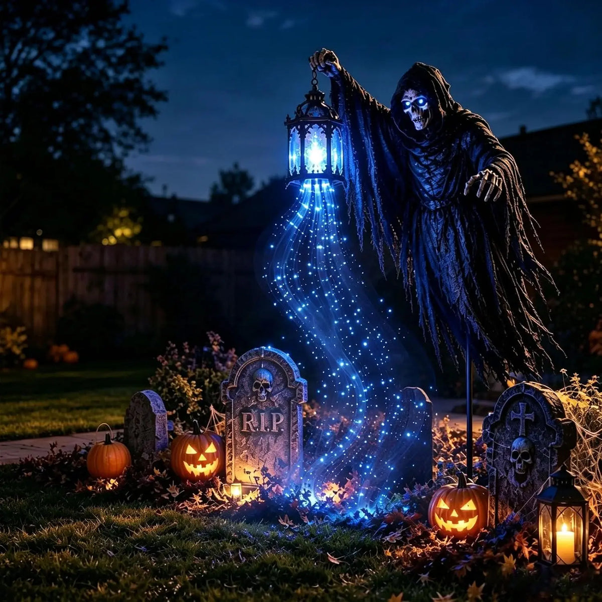 Reapshade - Halloween-Gartenlampe mit Sensenmann-Figur und LED-Licht