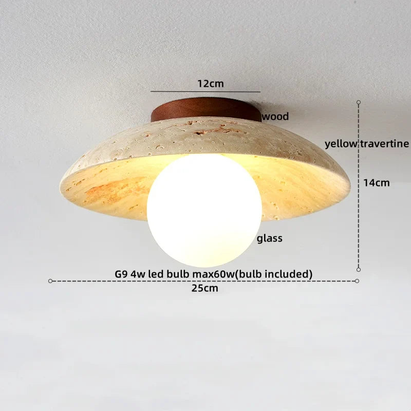 Lumio - Travertin-Deckenleuchte E27 im Wabi-Sabi-Design