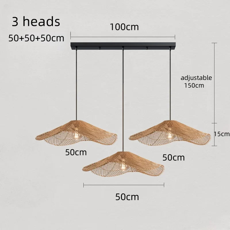 Handgewebte - Rotan-Pendelleuchte, beige