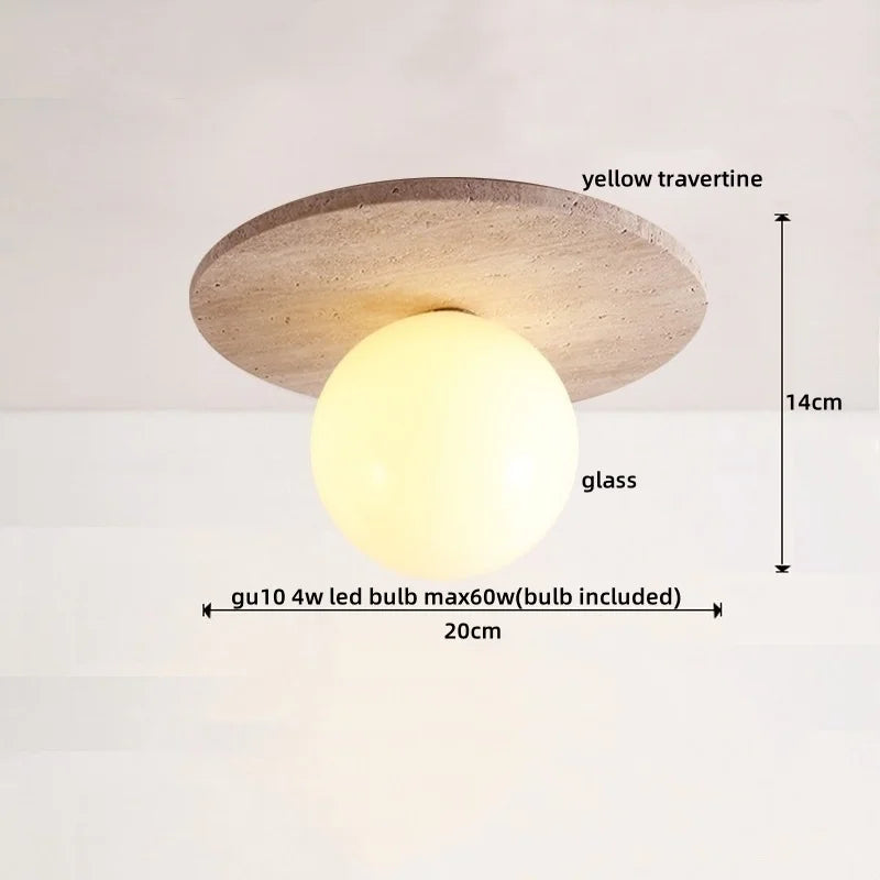 Lumio - Travertin-Deckenleuchte E27 im Wabi-Sabi-Design