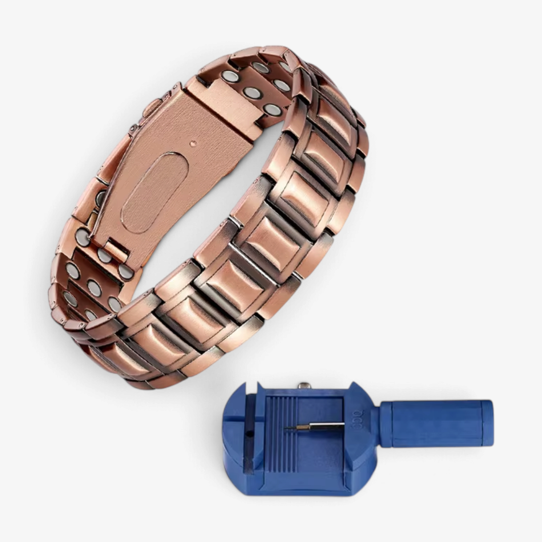 CopperLink - Kupferarmband mit Magnetverschluss und geometrischem Muster