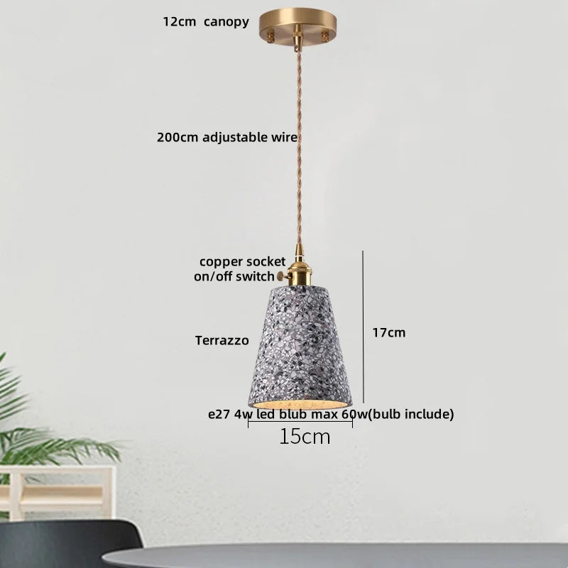 Zenita - Terrazzo-Pendelleuchte mit Kupferfassung