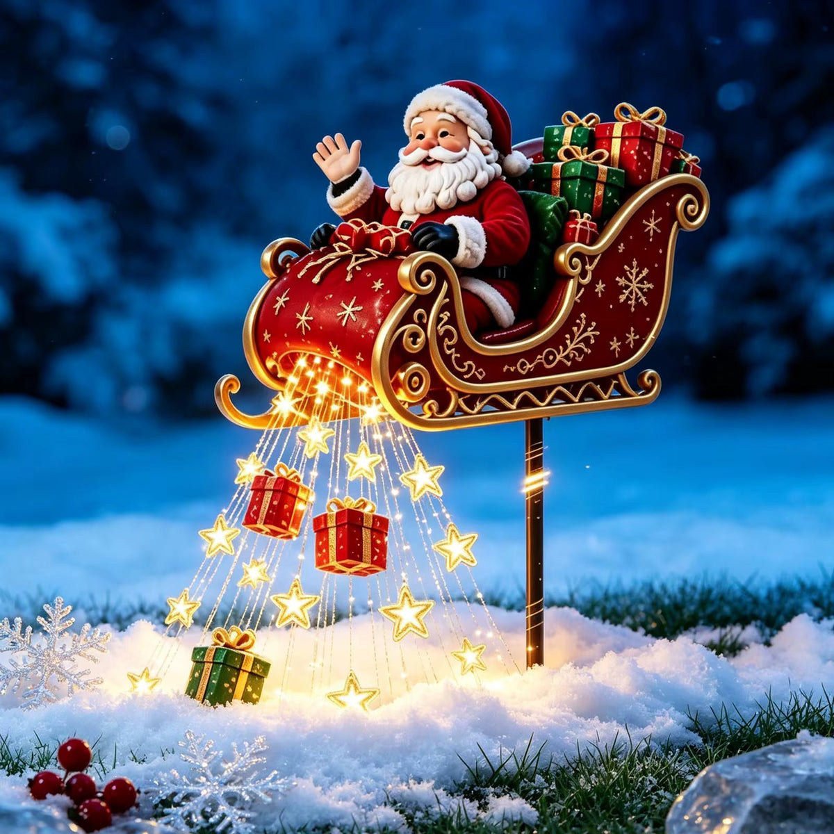 SolarSleigh - Solar-Weihnachtsdekoration mit fliegendem Weihnachtsmann-Schlitten