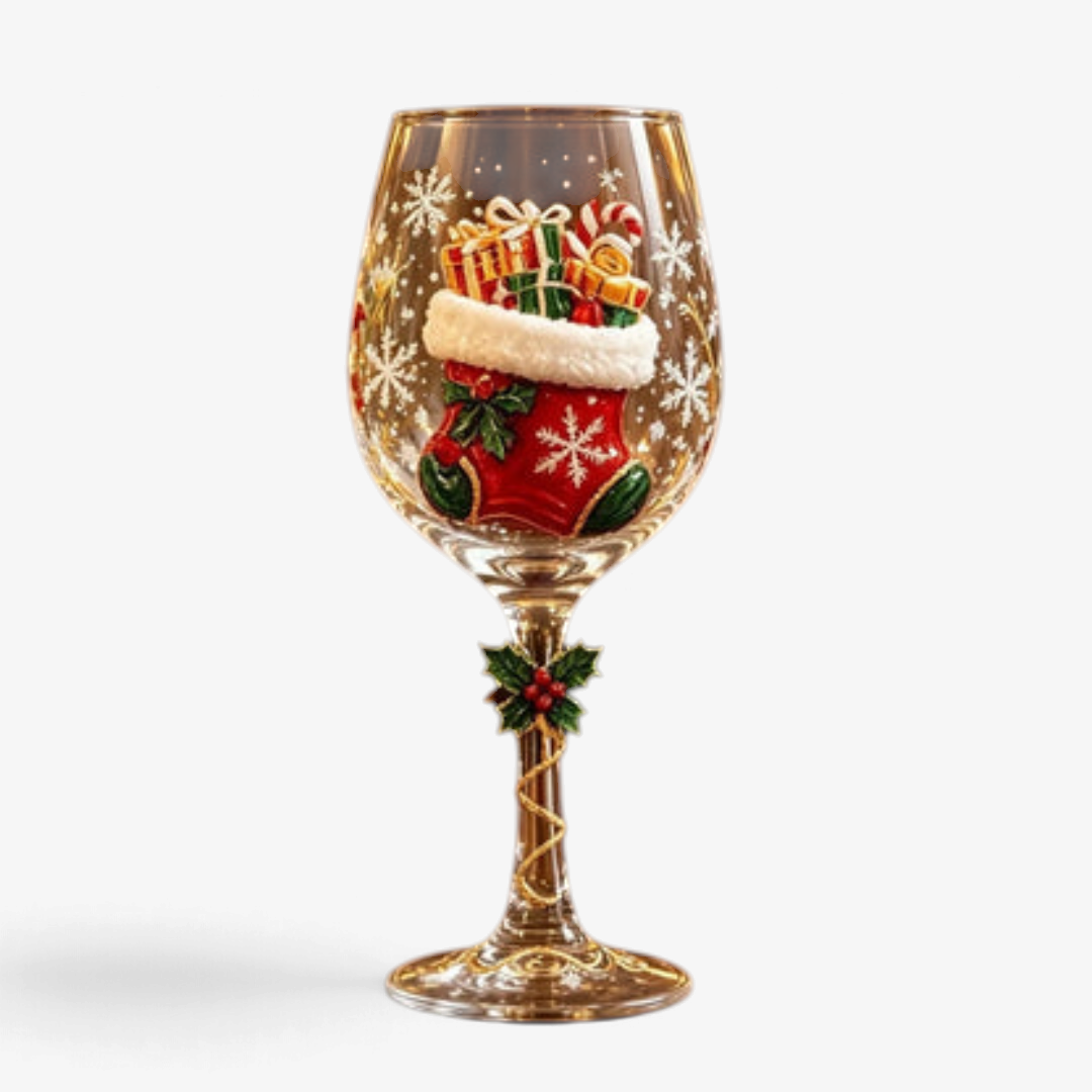 SantaSip - Weihnachtsweinglas mit Weihnachtsmannmotiv