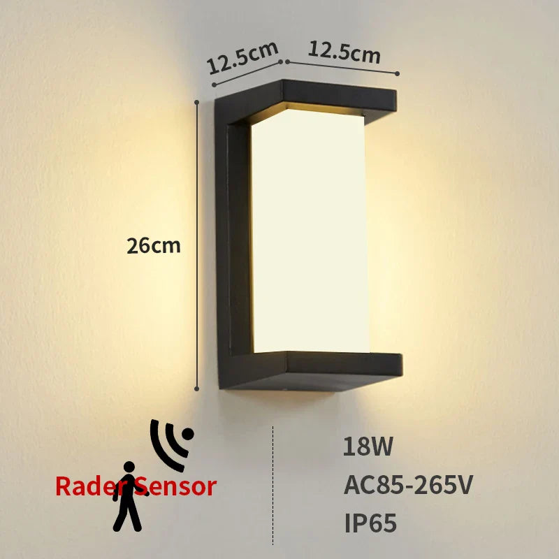 Natura - IP65 LED-Außenwandleuchte mit Radarsensor