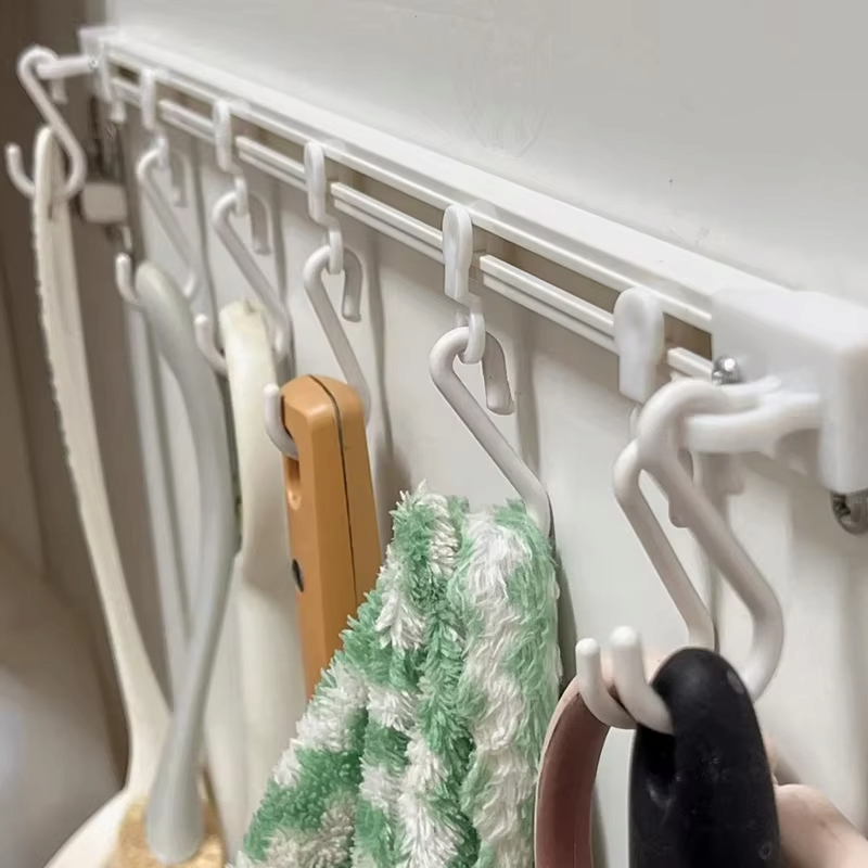 HookFlex - Selbstklebender Schienenhaken-Organizer mit abnehmbaren S-förmigen Haken