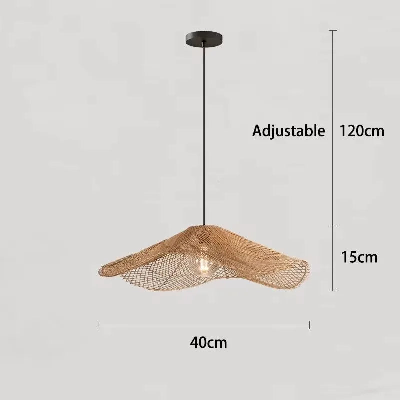 Handgewebte - Rotan-Pendelleuchte, beige
