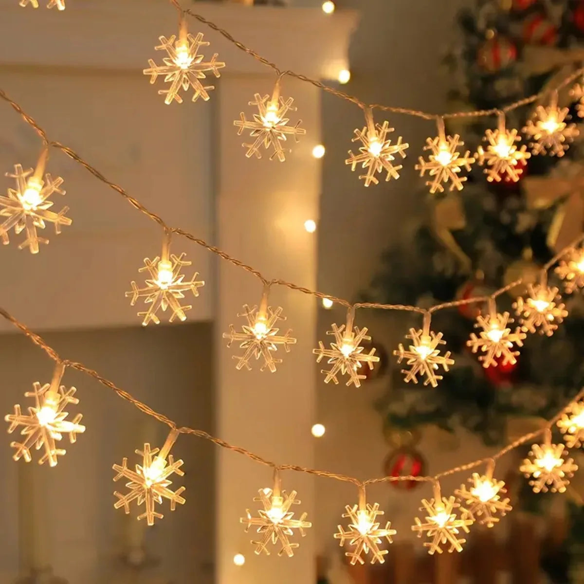 Feeria - LED-Schneeflocken-Lichterkette, batteriebetrieben