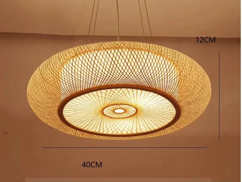 Handgeflochtene - Hängeleuchte aus Bambus-Rattan