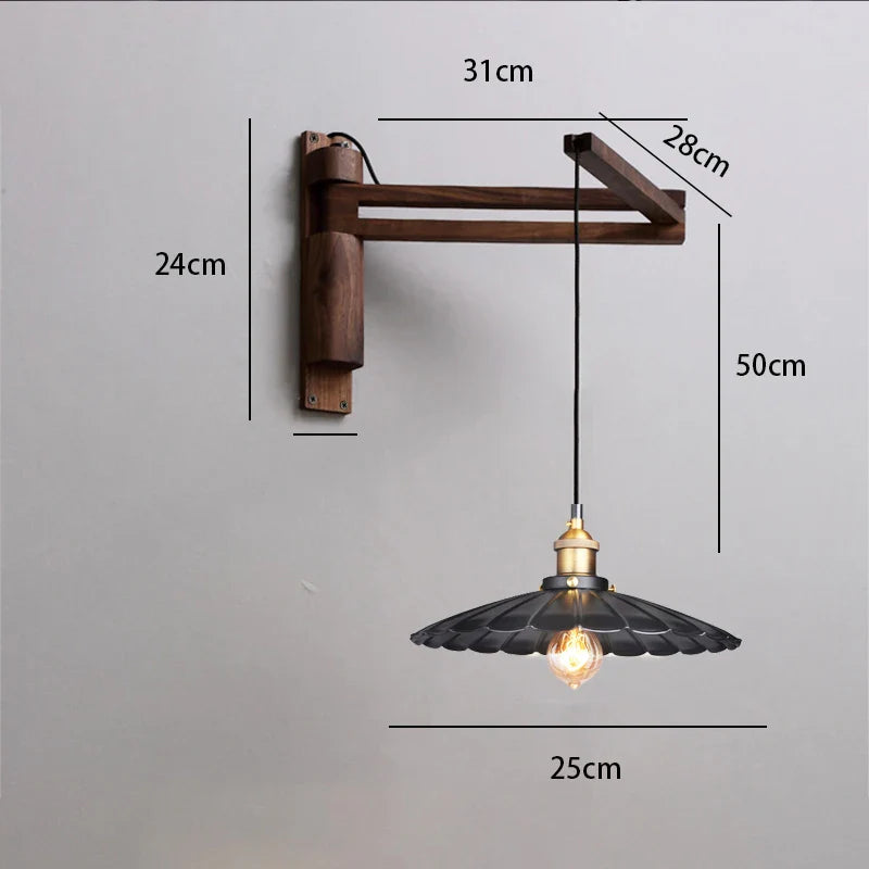 Brio - Wandleuchte aus Holz mit verstellbarem Arm und