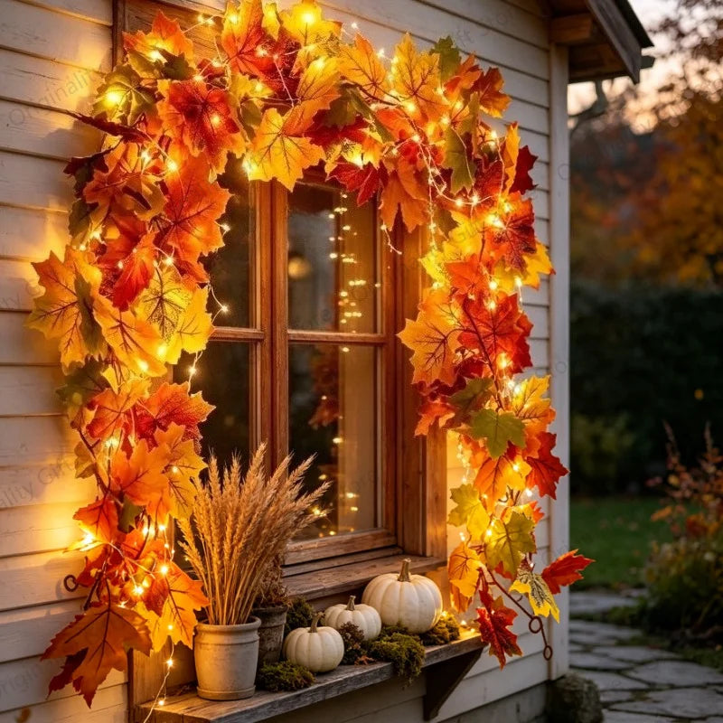 AutumnLuma - Dekorative Lichterkette mit Herbstblättern und LED-Lichtern