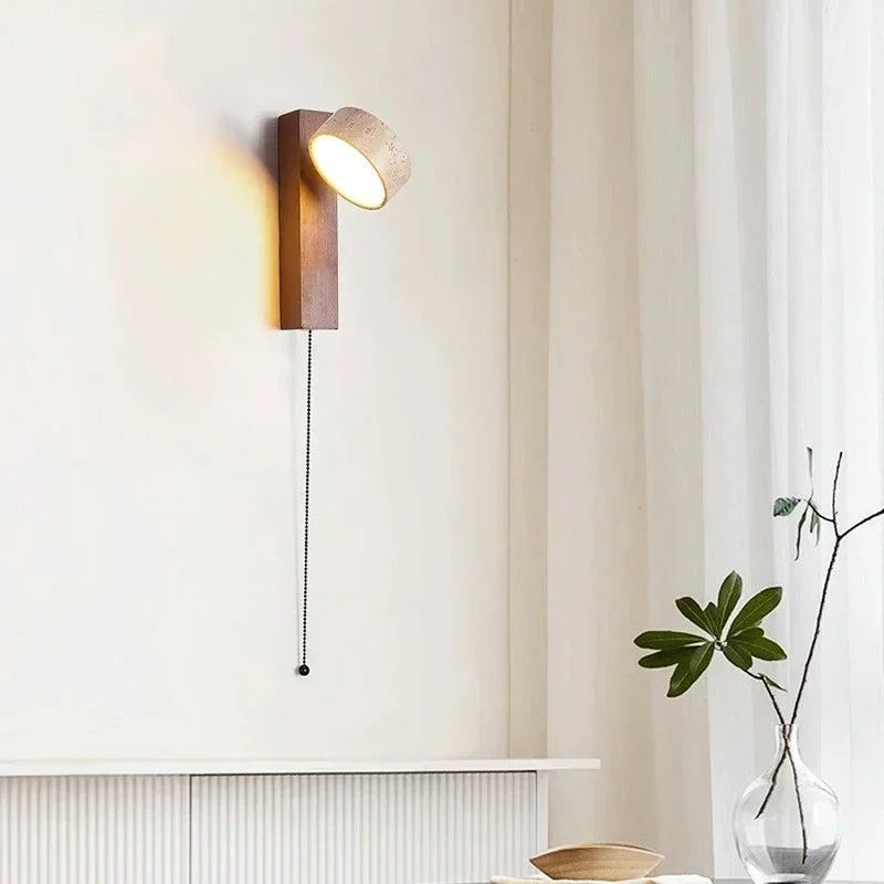 Wallix - Cremefarbene LED-Wandleuchte mit Zugschalter