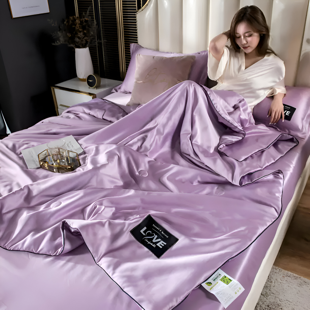 SilkyLux - Bettdecke - Satin-Seiden Bettdecke atmungsaktiv