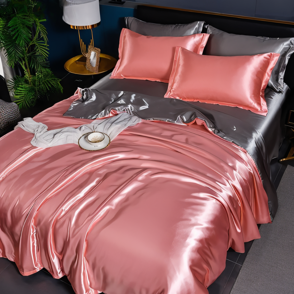 SilkySoft - Bettdecke - Seidensatin Bettwäsche-Set