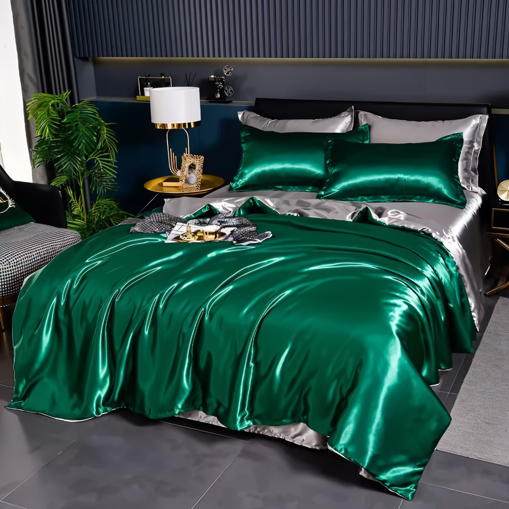 SilkySoft - Bettdecke - Seidensatin Bettwäsche-Set