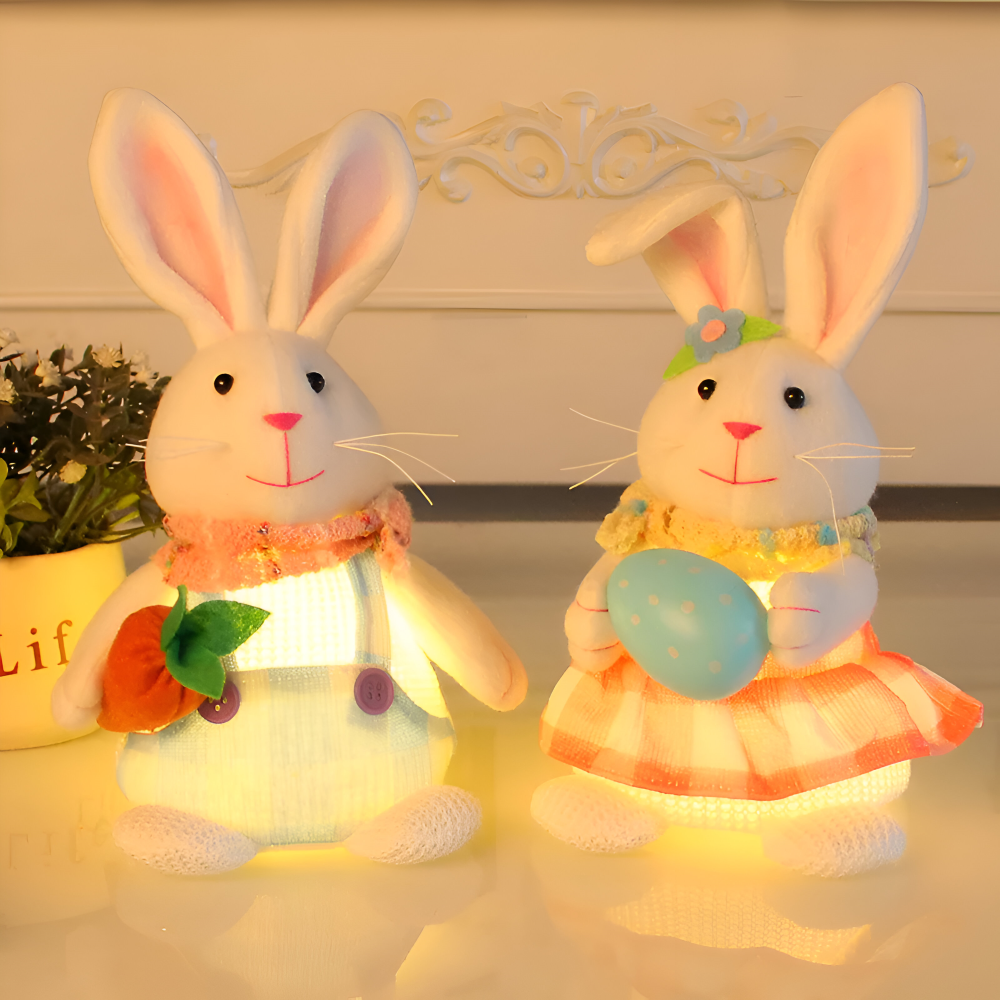 SoftiGlow - LED Osterhase Gnom aus Plüsch