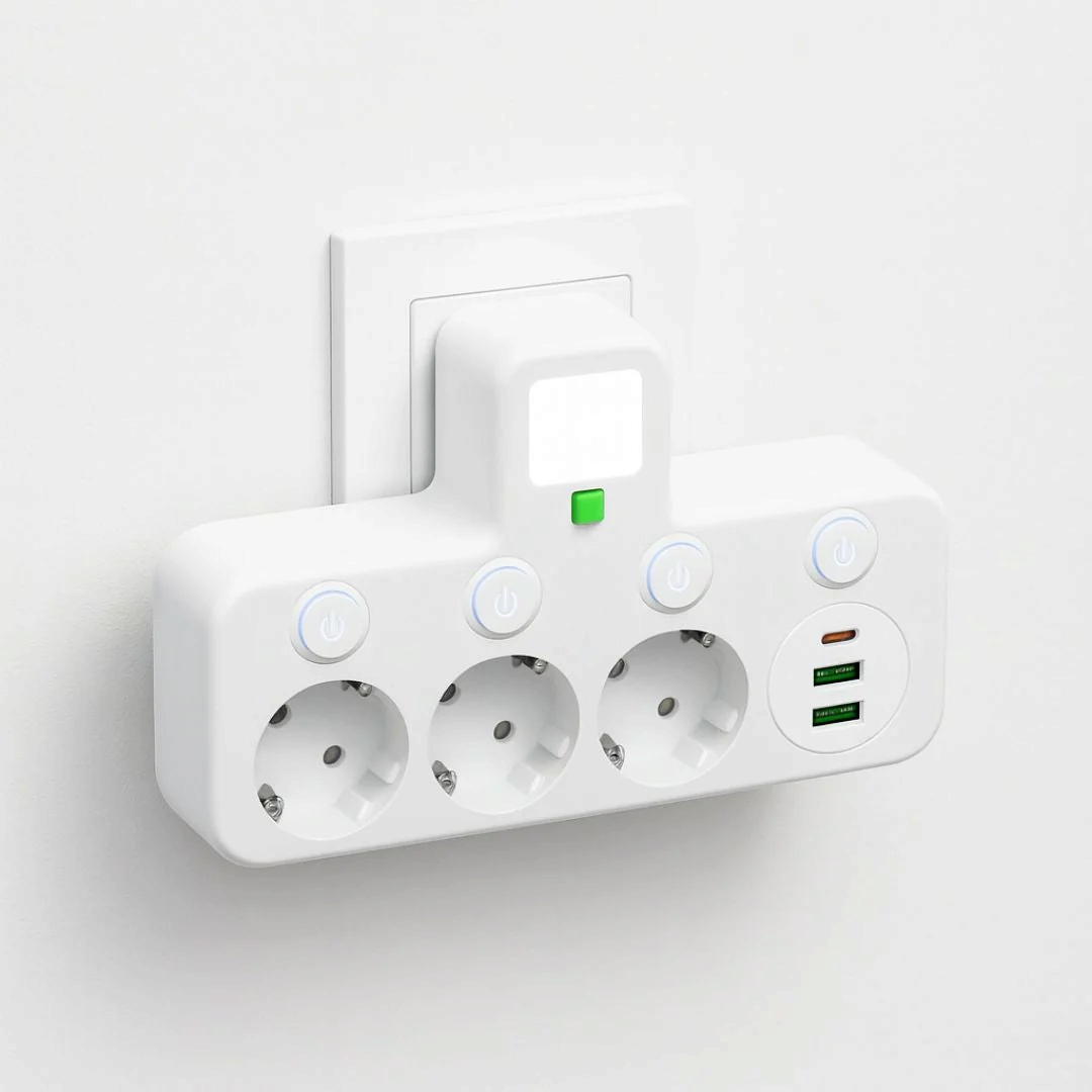 VoltBridge - Steckdosenleiste mit 3 Steckplätzen, USB- und Typ-C-Anschlüssen