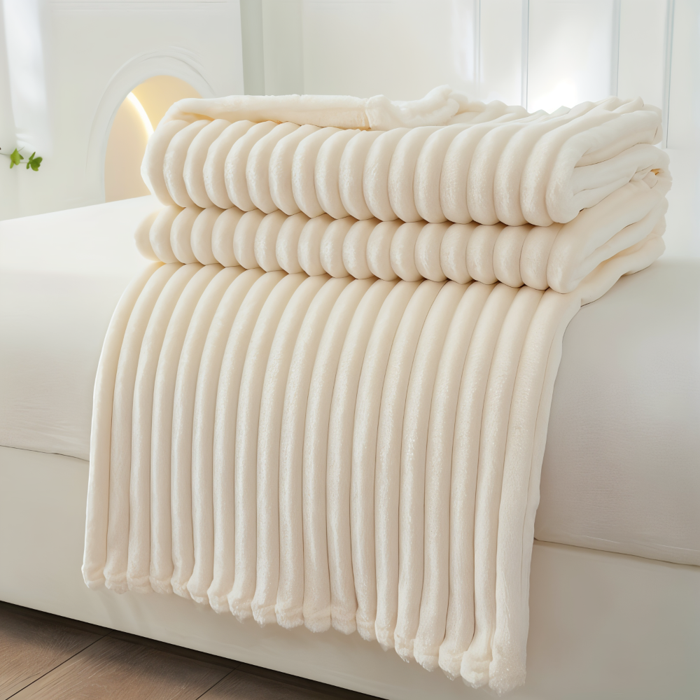 StripyLux Plaid - Weich, Atmungsaktive Gerippte Fleece Blanket - Dicke Plüsch Throw Blanket