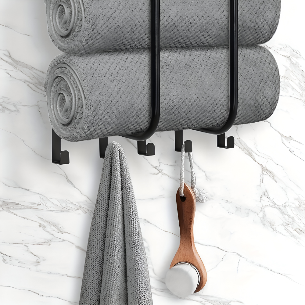Wandmontage - Handtuchhalter Wandmontage aus schwarzem