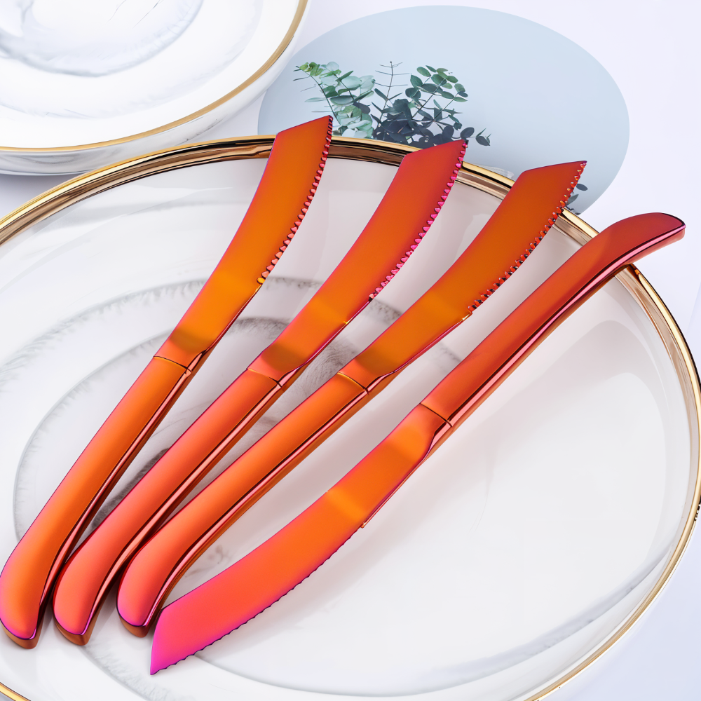 Gezacktes - Messer-Set Edelstahl beschichtet 4/6-tlg