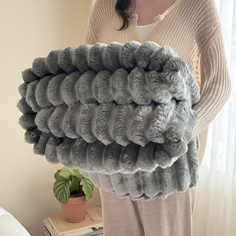 Fleece - Kuscheldecke gestreift aus Polyester