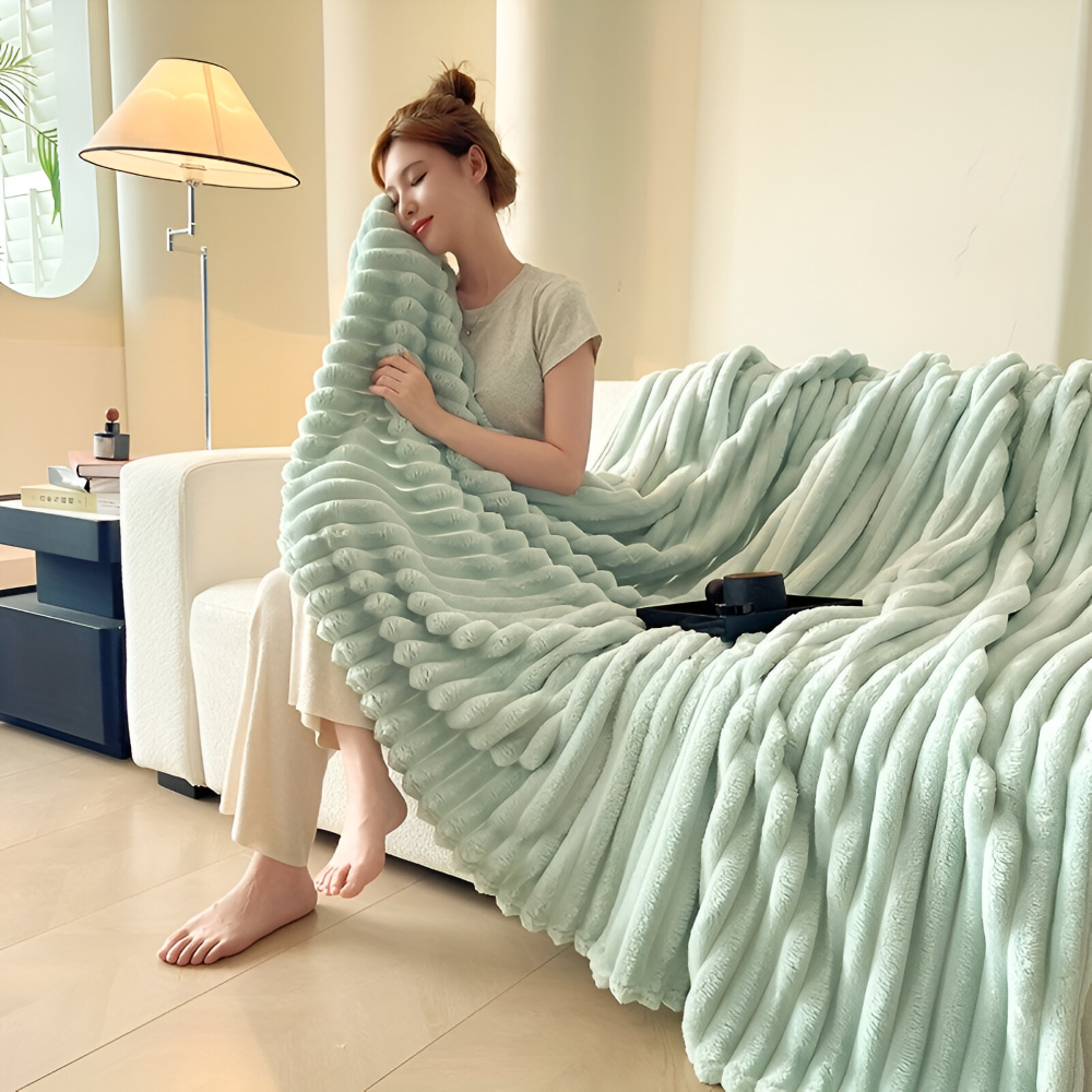 Fleece - Kuscheldecke gestreift aus Polyester