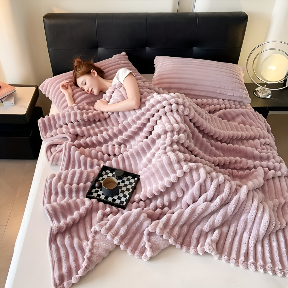 Fleece - Kuscheldecke gestreift aus Polyester
