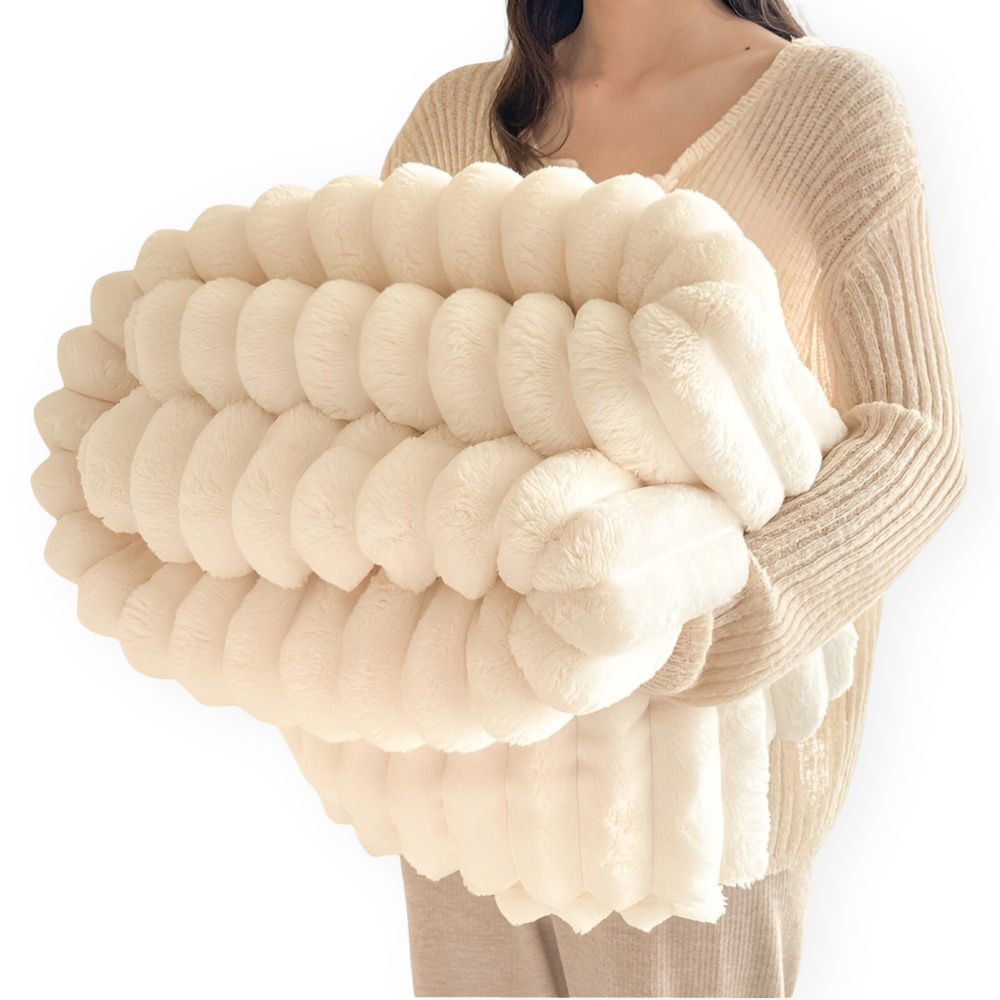 Fleece - Kuscheldecke gestreift aus Polyester