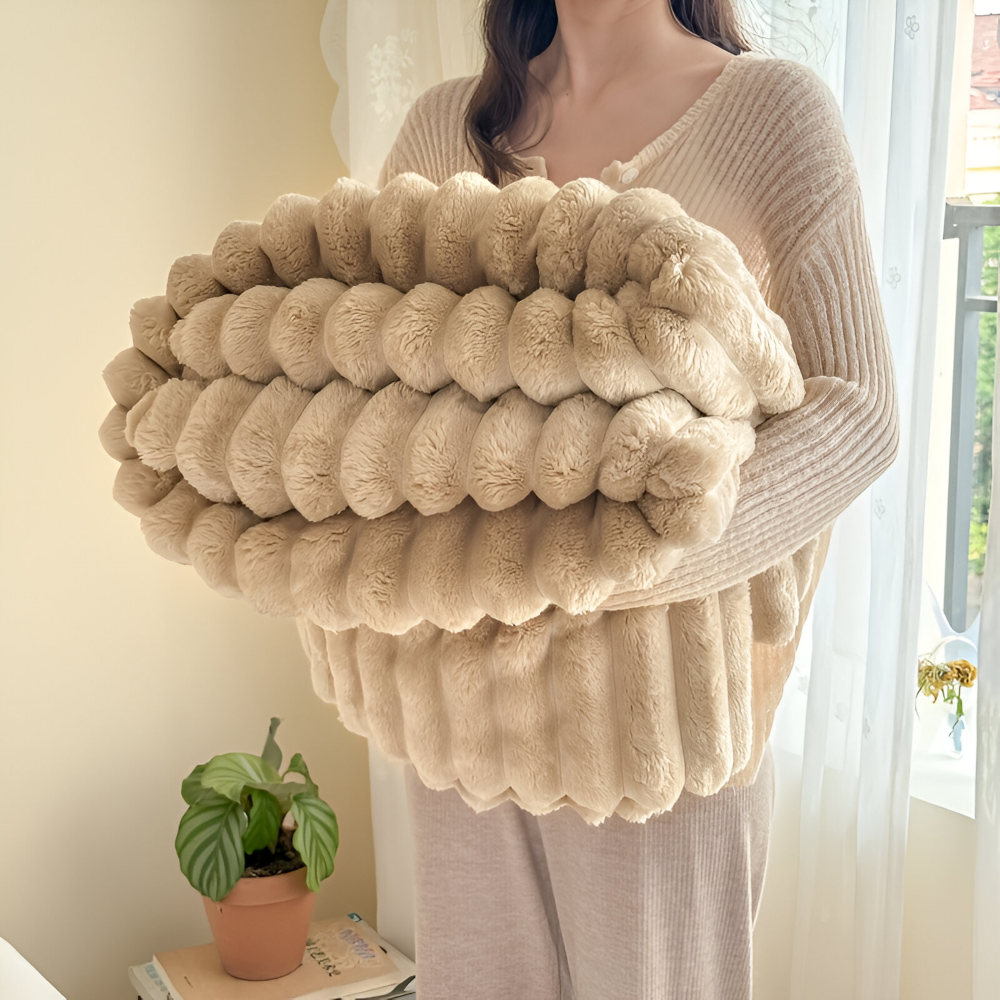 Fleece - Kuscheldecke gestreift aus Polyester