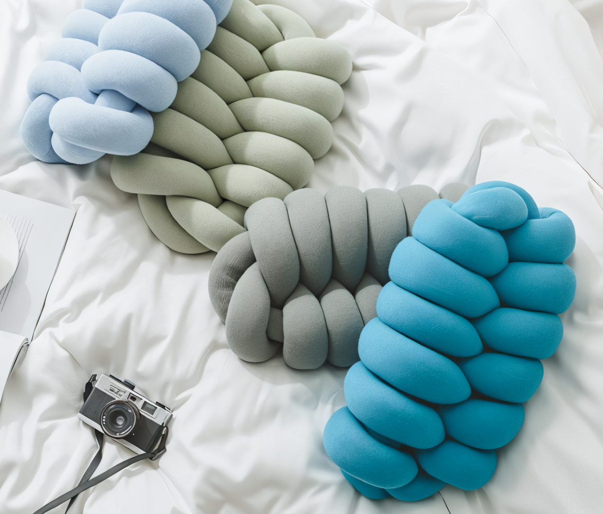 VividKnot - Baumwolle Gestrickt Deko Kissen für Sofa & Stuhl Bliss