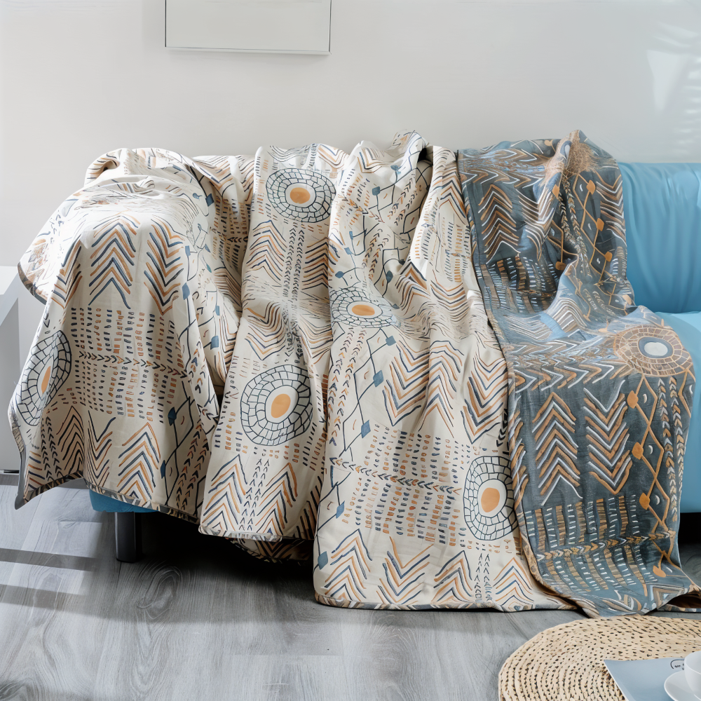 VividPure - Plaid - Wendbarer Sofa-Überwurf aus Baumwolle,