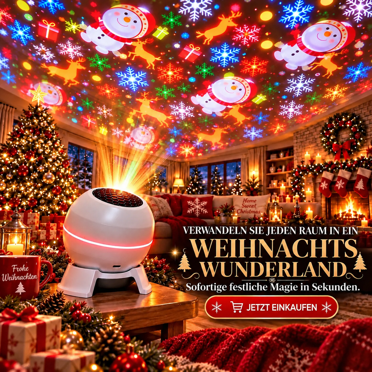 Projektiva – Weihnachtsprojektor mit beweglichen Festtagsmotiven