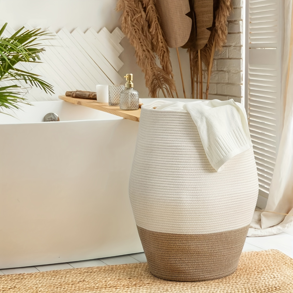 Organa - XL Boho Wäschekorb handgewebt aus Baumwollseil
