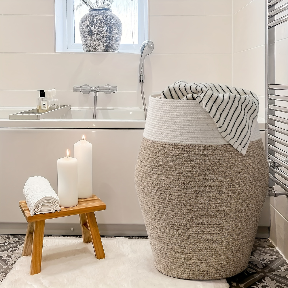 Organa - XL Boho Wäschekorb handgewebt aus Baumwollseil