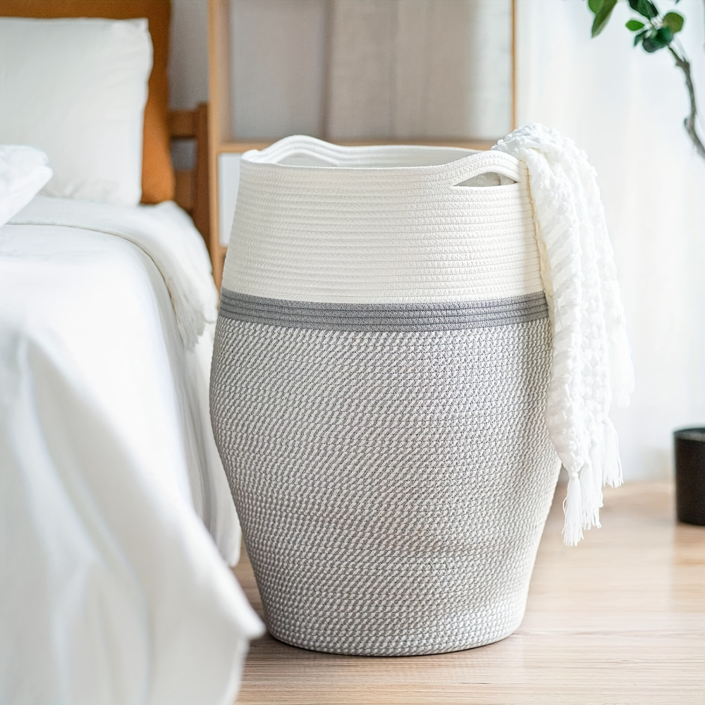 Organa - XL Boho Wäschekorb handgewebt aus Baumwollseil