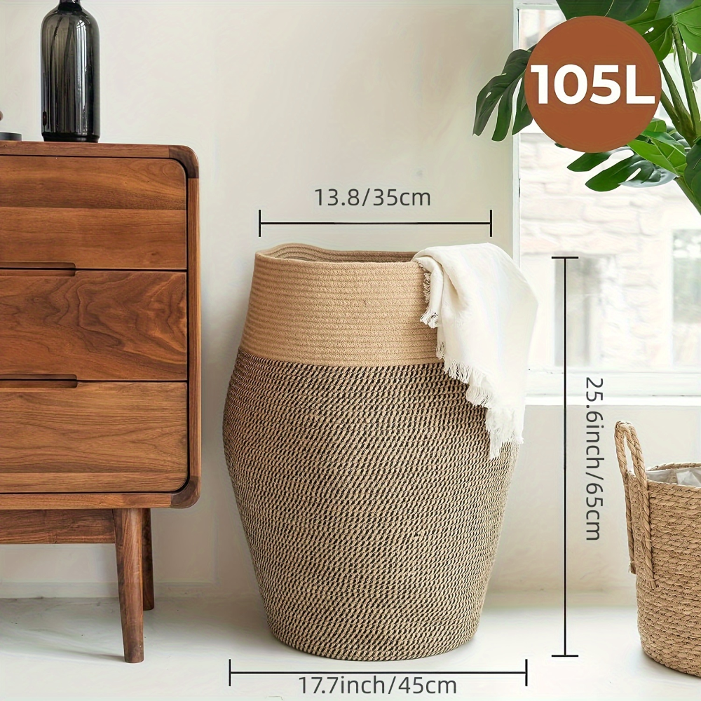 Organa - XL Boho Wäschekorb handgewebt aus Baumwollseil