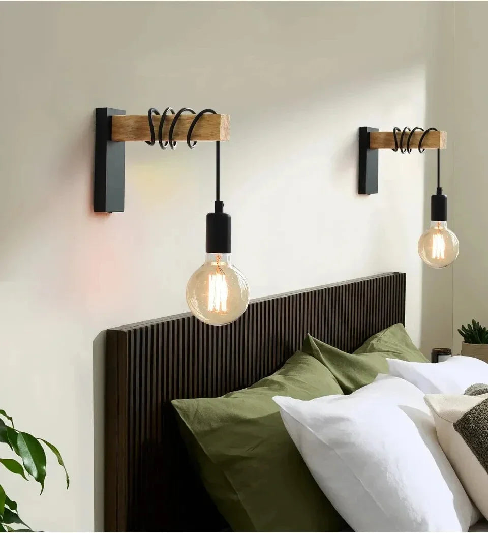 Flanca - Vintage-Wandleuchte aus Holz und Eisen mit
