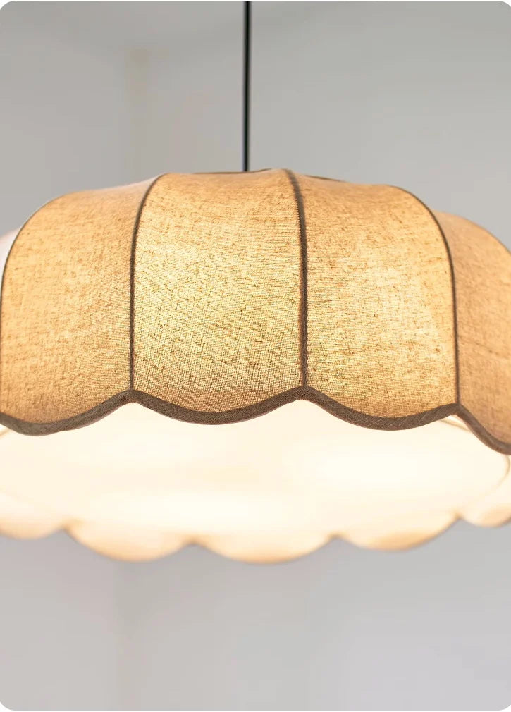 Wabi - Sabi Leinen-LED-Pendelleuchte mit E27-Fassung