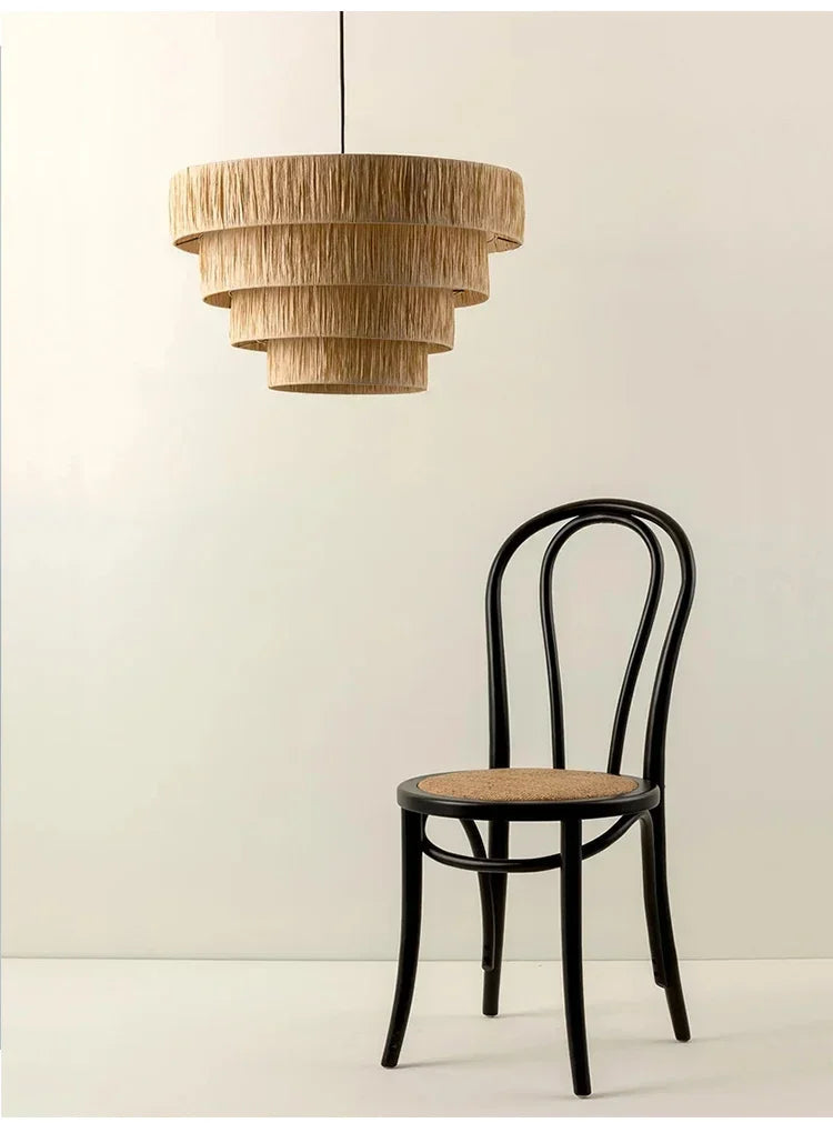 Stella - Rattan-Pendelleuchte E27 im japanischen