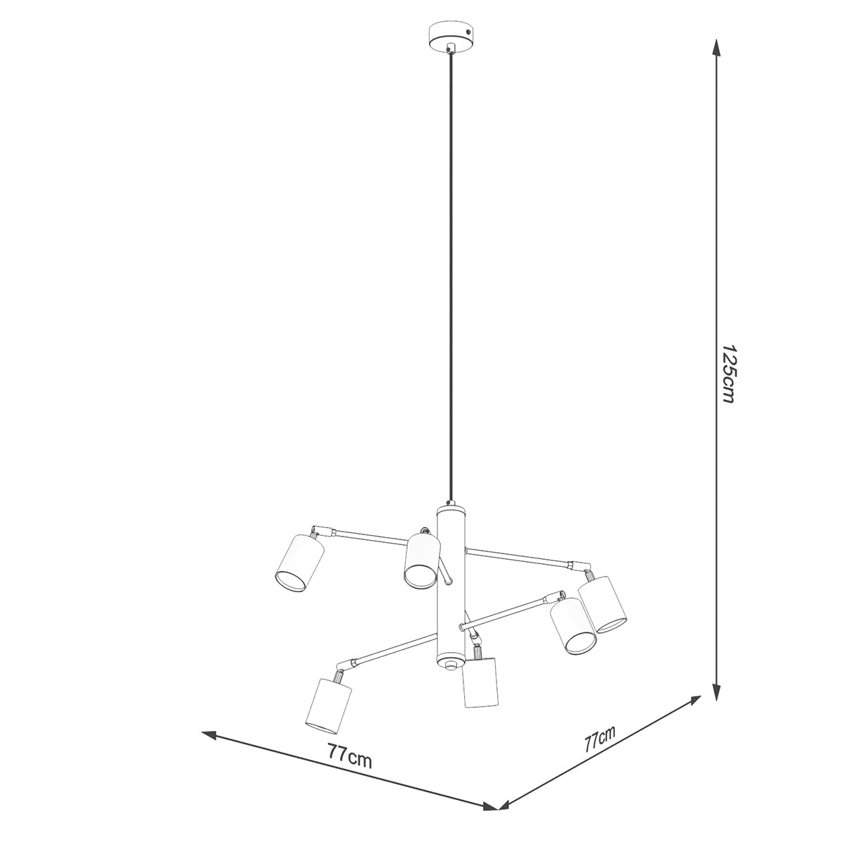 Halona - Weißer minimalistischer Kronleuchter, 6-flammig,